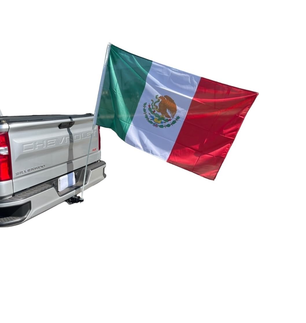JLP Trailer Hitch Mount Whip Flag Flexible Wildcat Razr Teryx Rhino Big Red Mule Mexico
