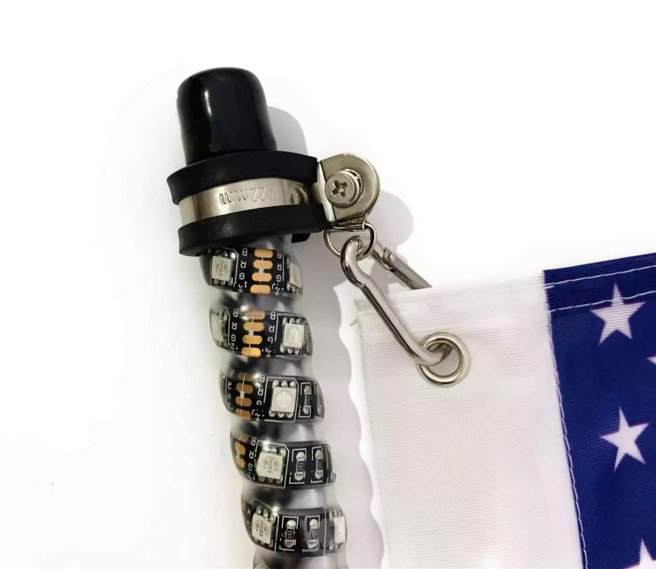 2 piezas de luces LED tipo látigo de 6 pies, base de liberación rápida para mástil de bandera y antena para ATV UTV RGB