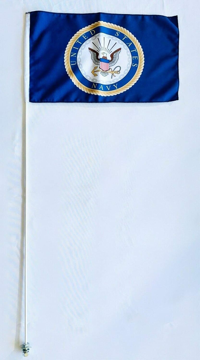 Bandera tipo látigo de 7 pies de alto y 5/16 pulgadas para trabajo pesado, JLP, para Suzuki, Kawasaki, Polaris, ATV, RZR, Can-am, azul marino, blanco