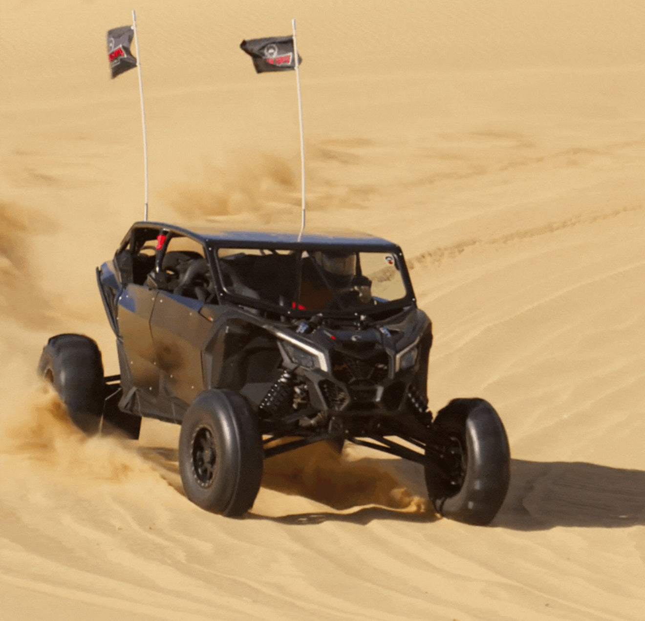JLP Flexible 6 Ft Tall 1/4 In Pole 12x19 Whip Flag Glamis Dunes USA