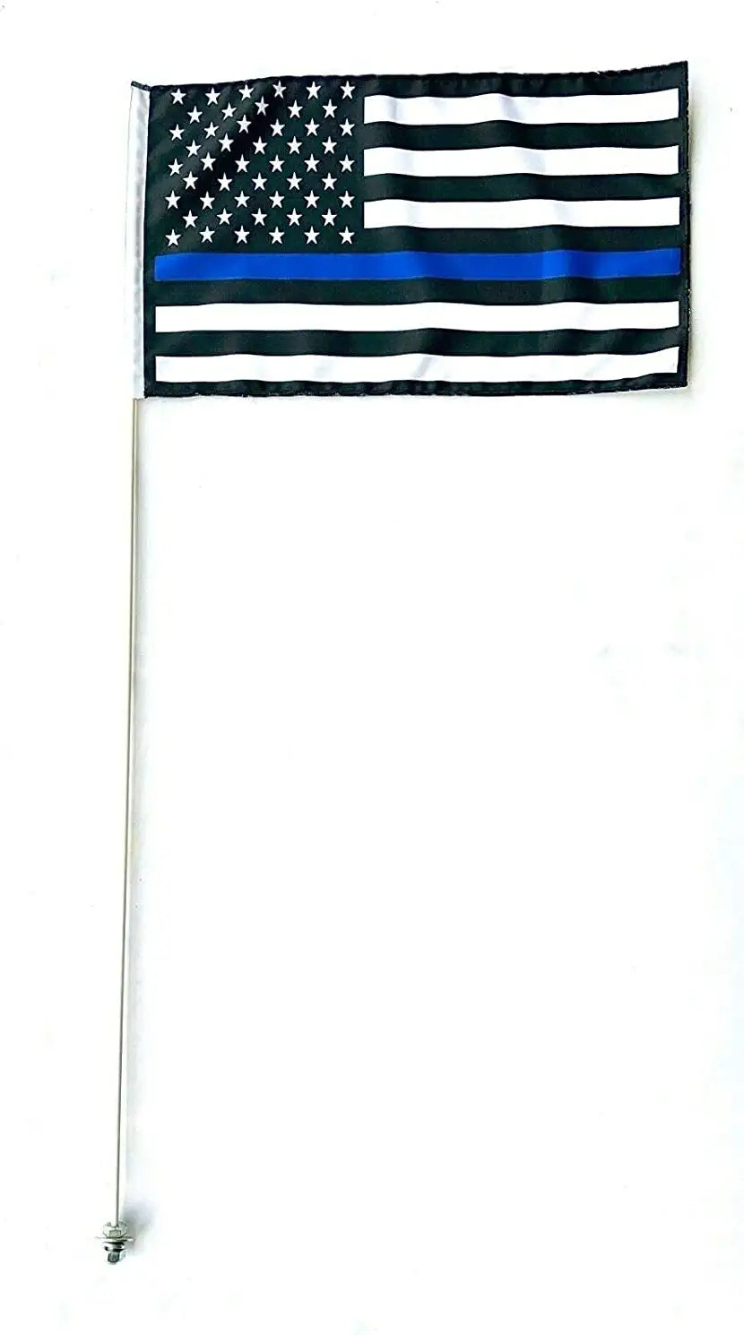 JLP 6 Ft tall 1/4 In pole 12x19 American Police Polaris Flexible Whip Flag Glamis Dunes