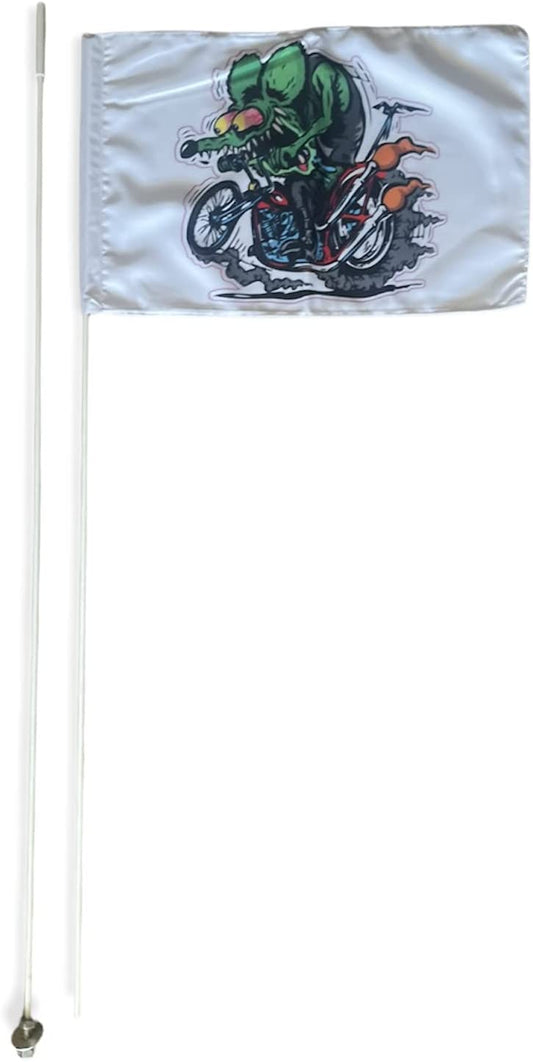Bandera tipo látigo de 7 pies para Can Am Maverick X3 Polaris RZR Yamaha YXZ1000, 2 piezas Ratfink
