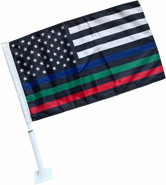 Ford Dodge Chrysler GMC Nissan Toyota Clip on Window Flag Fire Police Army