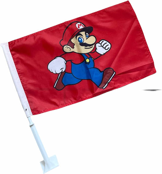 Car Window Clip on Flag Mario