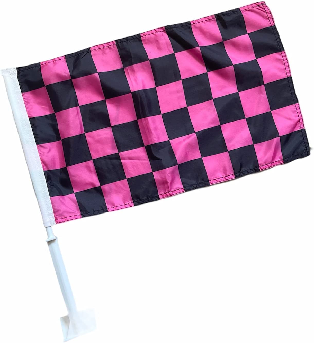 Dodge Ram 1500 2500 3500 Cummins Dakota Durango Clip on Window Flag Pink Checkers