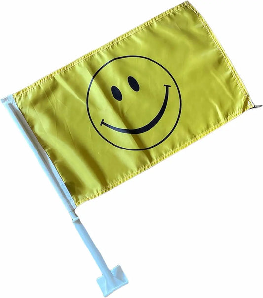 Car Window Clip on Flag Smile Happy Face