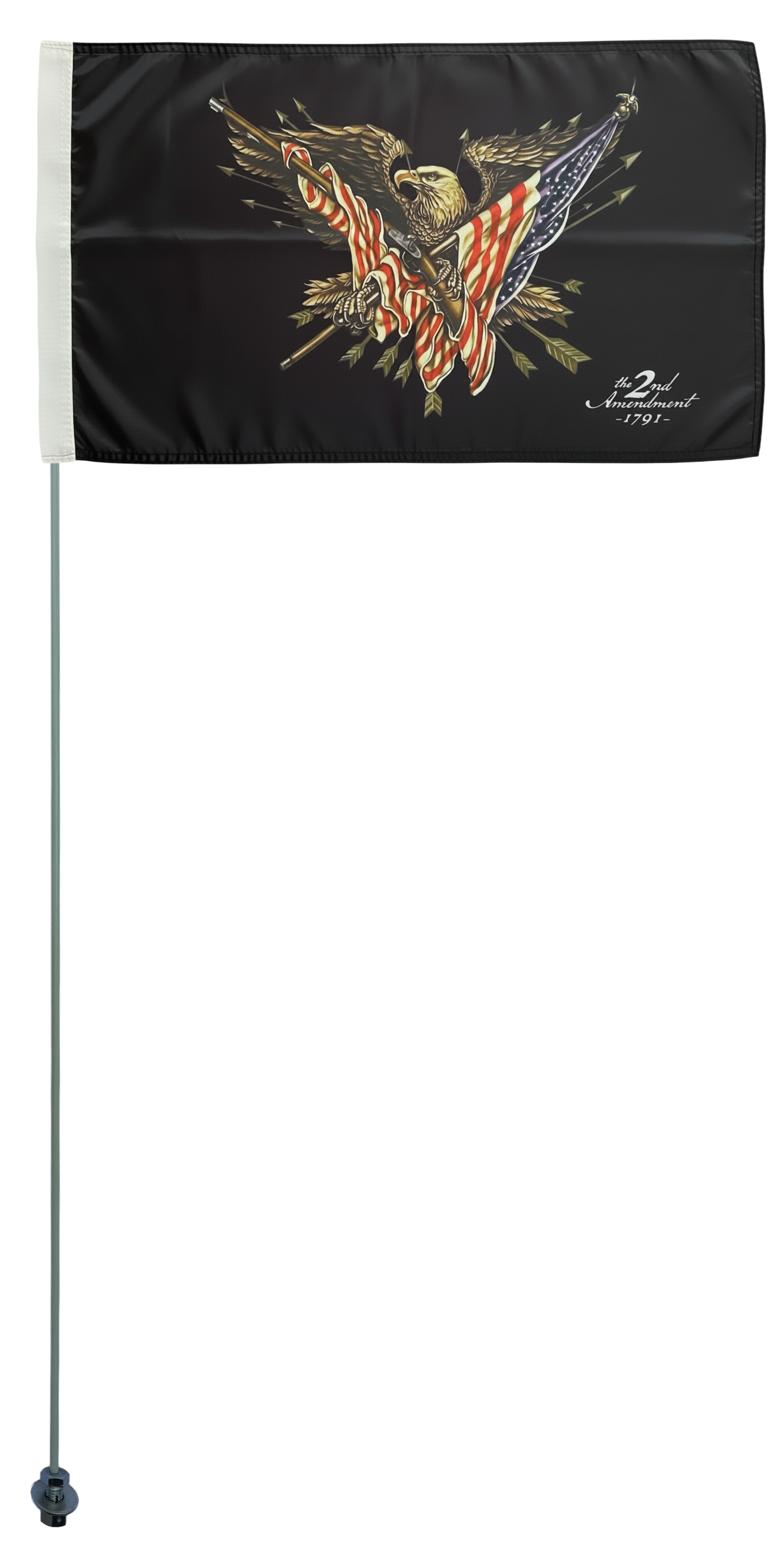 JLP 7 Ft Tall 5/16 In Pole 19x12 In Flag Whip Can-am USA The 2nd Ammendment
