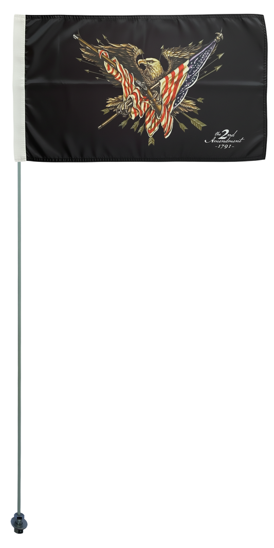 JLP 7 Ft Tall 5/16 In Pole 19x12 In Flag Whip Can-am USA The 2nd Ammendment