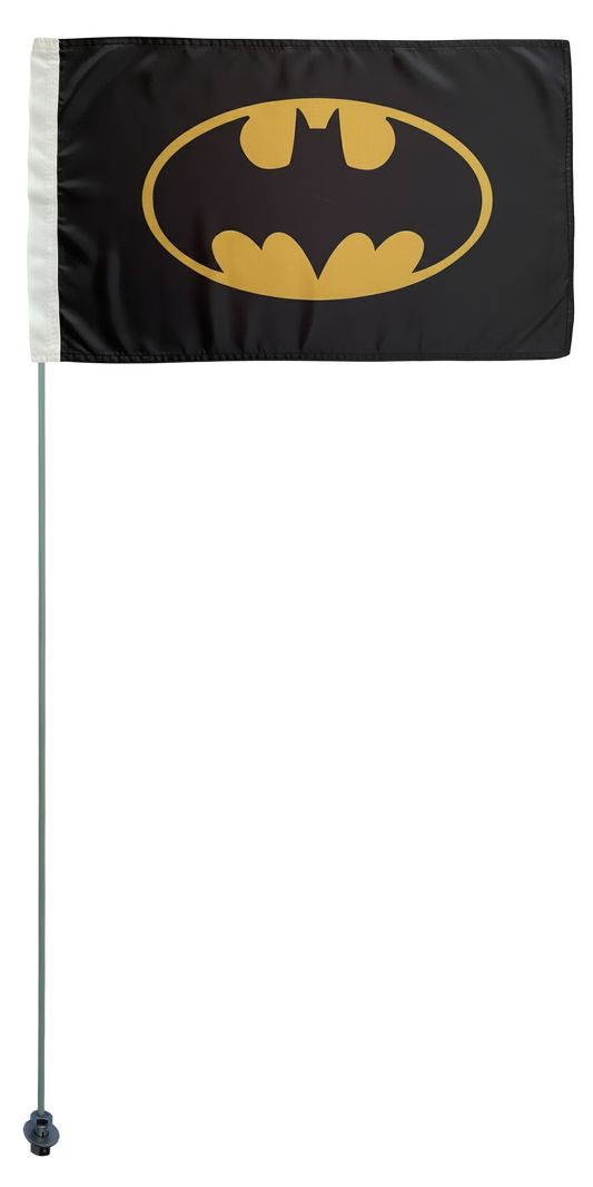 JLP 6 Ft Tall 1/4 In Pole 19x12 In Flag Whip Mudding Mud Sports Batman