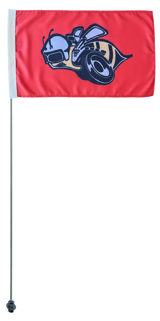 JLP 6 Ft Tall 1/4 In Pole 19x12 in Flag Whip Can Am Flexible Glamis Dunes Rumble Bee