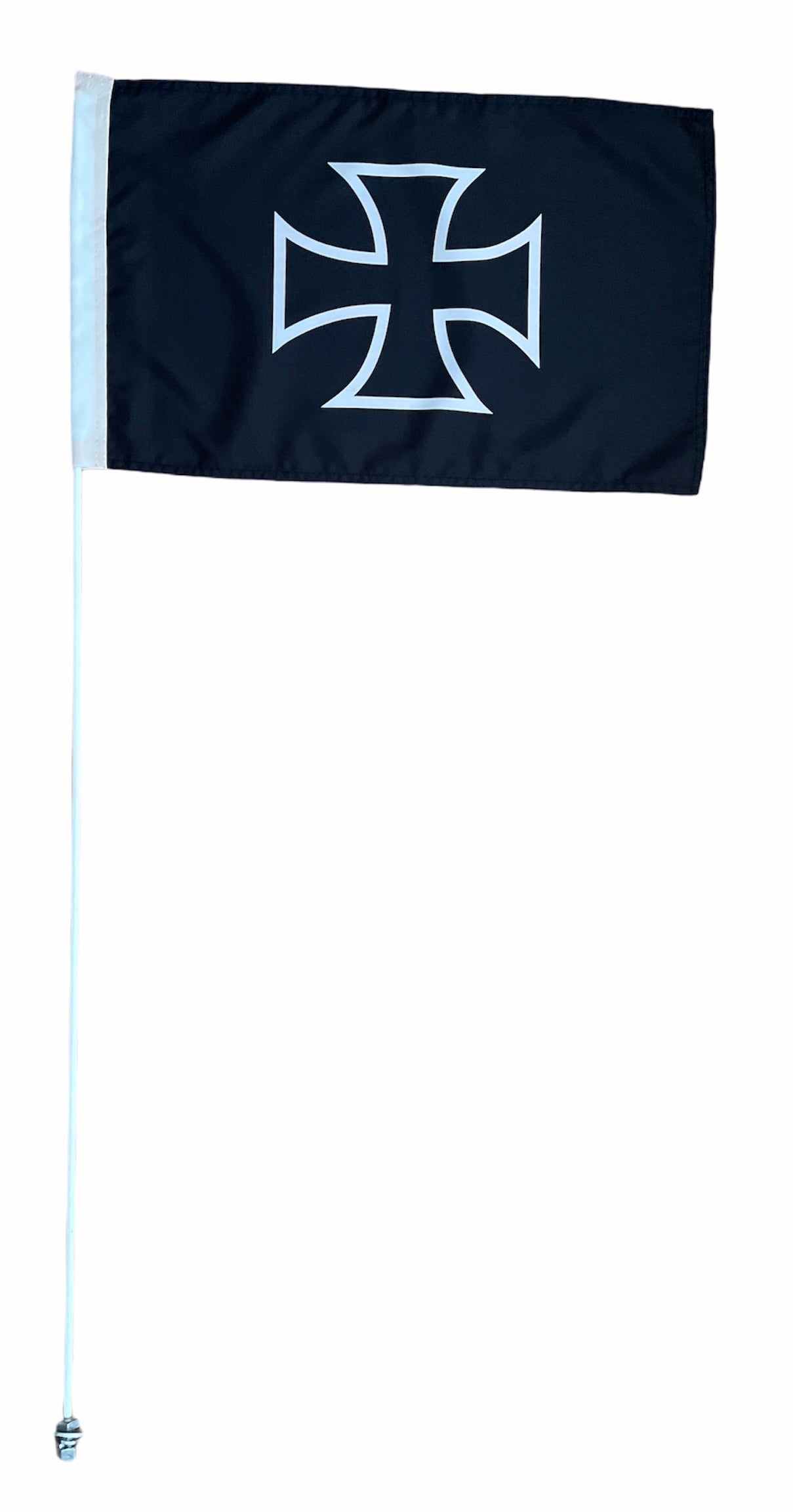 JLP 6 Ft Tall 1/4 inch Pole 19 x 12 Whip Flag Glamis Dune Iron Cross Black
