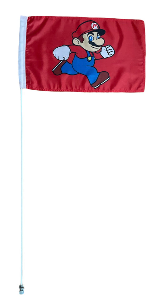 JLP 3.5 Ft Tall 1/4 In Pole 19x12 In Flag Whip ATV Off Road Super Mario