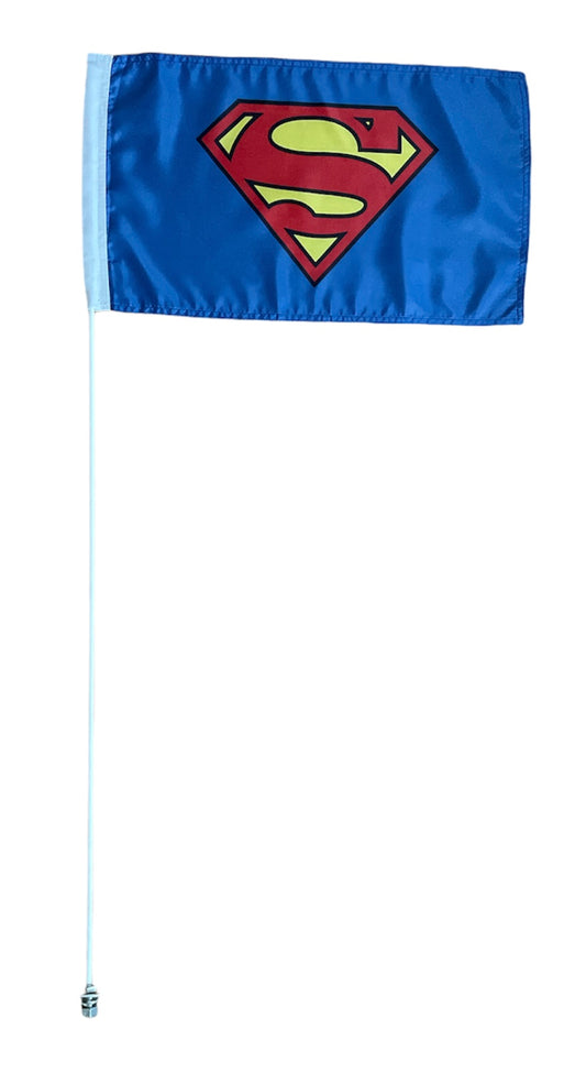 JLP 6 Ft Tall 1/4 In Pole 19x12 n Flag Whip ATV Superman Man Of Steel