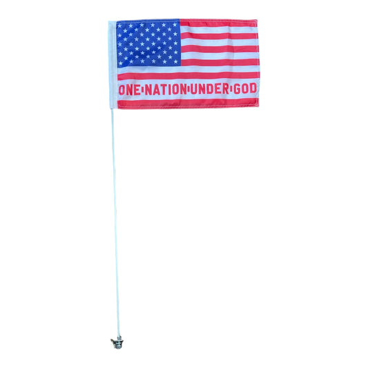 JLP 3.5 Ft Tall 1/4 In Pole 12x19 In USA Flag One Nation Under GOD
