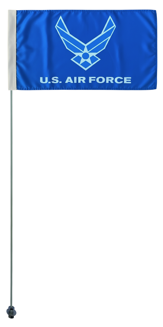 JLP 6 Ft Tall 1/4 In Pole 19x12 In Flag Whip ATV UTV Desert Sports Air Force Corp