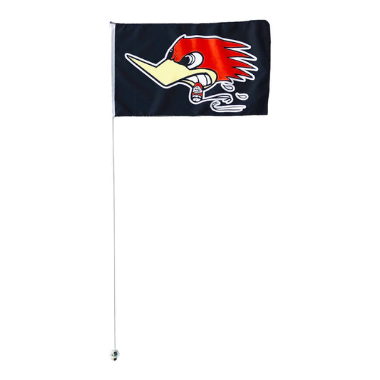 JLP 3.5 Ft Tall 1/4 In Pole 19X12 In Flat Whip Mudding off Road Sports ATV Woody Woodpecker