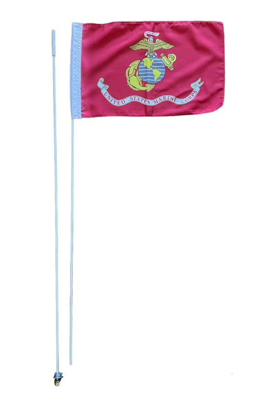 JLP Suzuki Kawasaki Yamaha Polaris 2 Part 7' ATV Whip Flag Marines, red