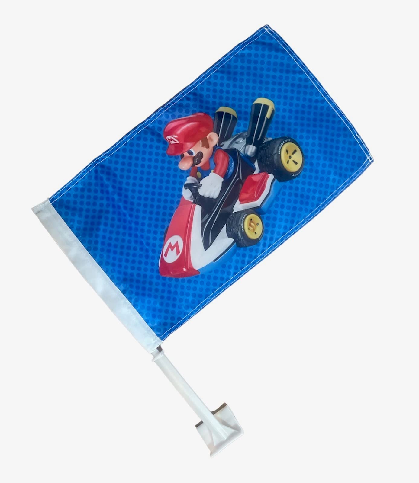 Car Window Clip on Flag Mario Cart