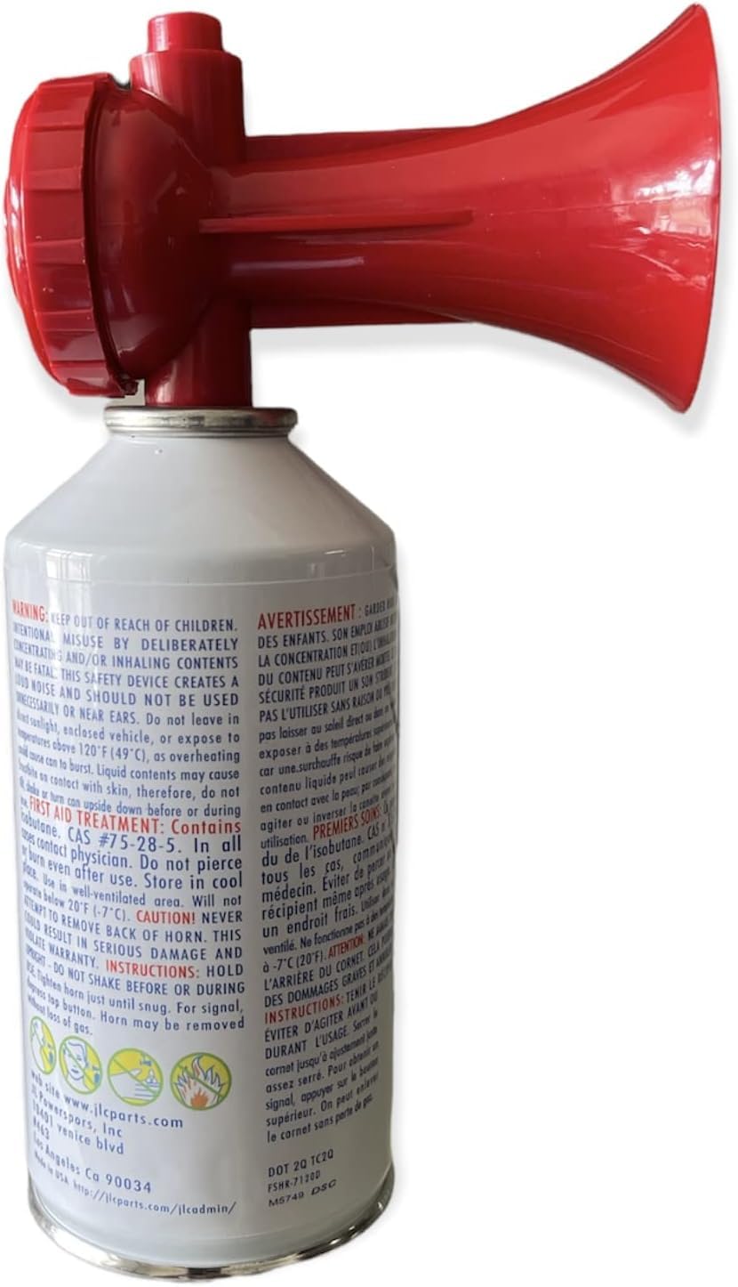 Air Horn ? Large Size (8.3 oz), Loud 1 Mile Range, Meets EPA & USCG Standards ? Great for Boat & Marine Safety, Ideal for Sporting Events Such as Football & Soccer Emergency