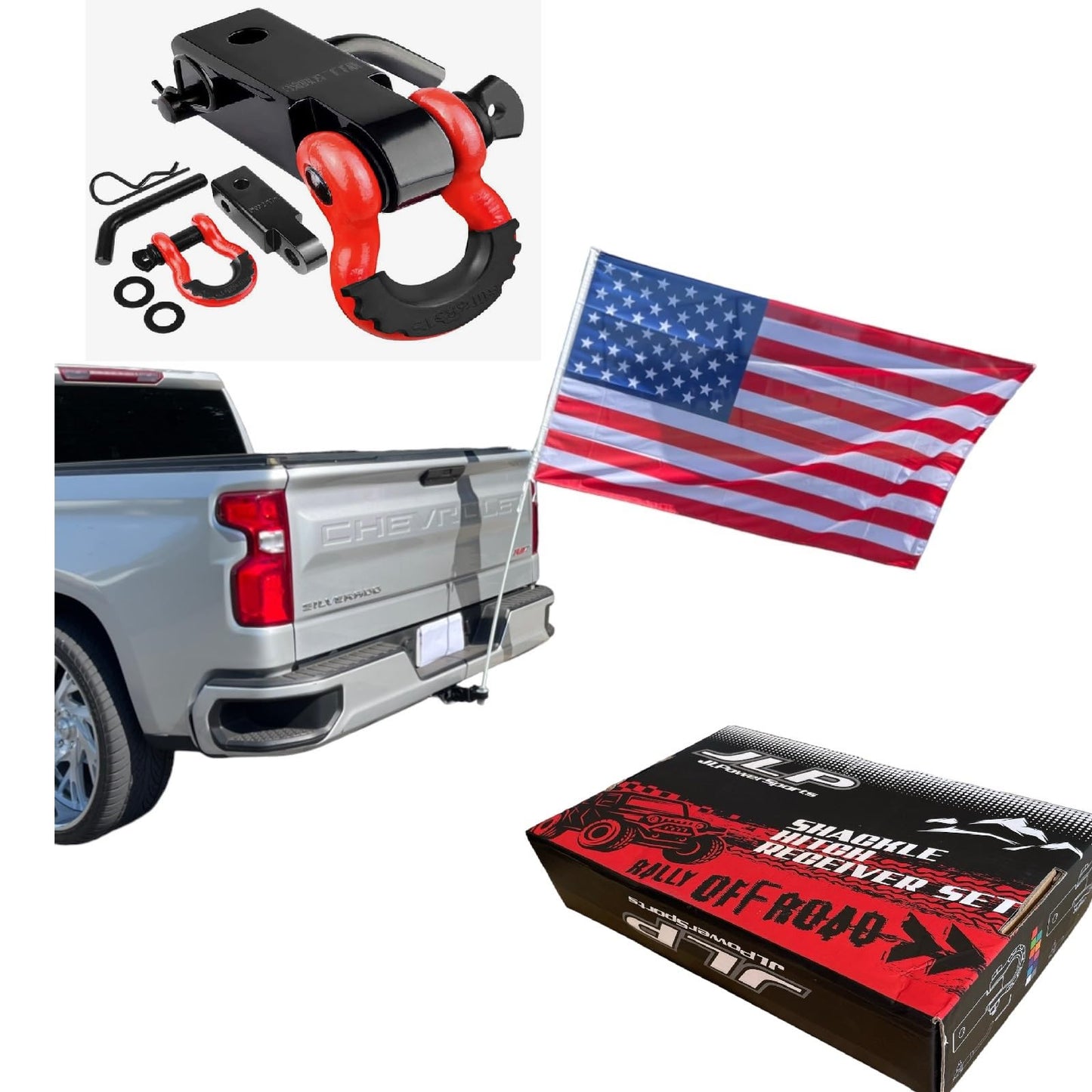 Trailer Hitch Mount Whip Flag Cherokee Wagoneer Trucking Madness Smoke em Flexible USA