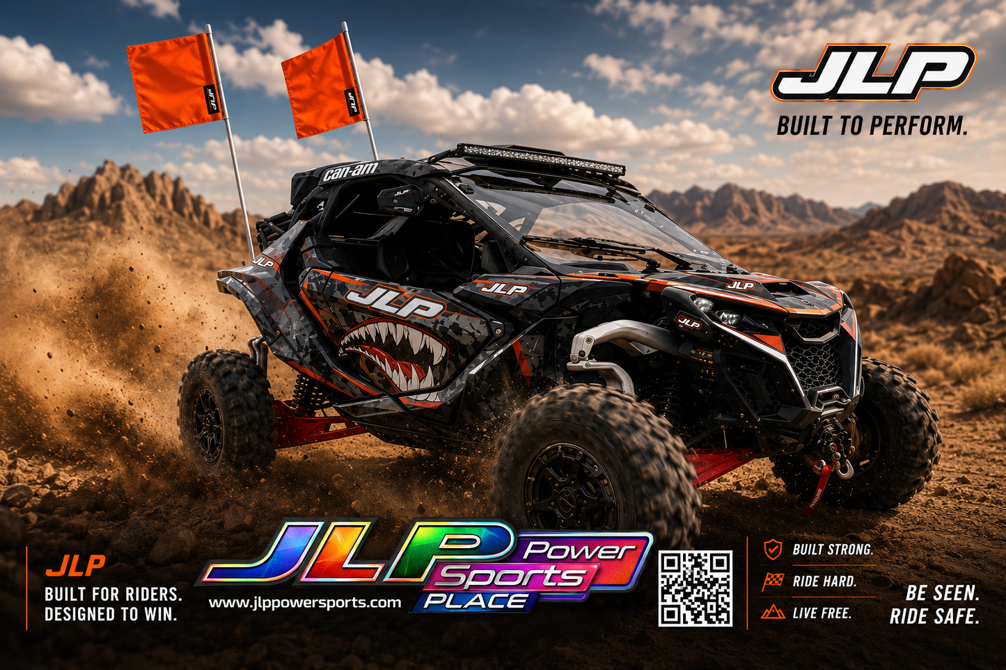 JLP 7 Ft Tall 5/16 12x12 Vinyl Flag Whip Heavy Duty ATV RZR Can-am Orange Square