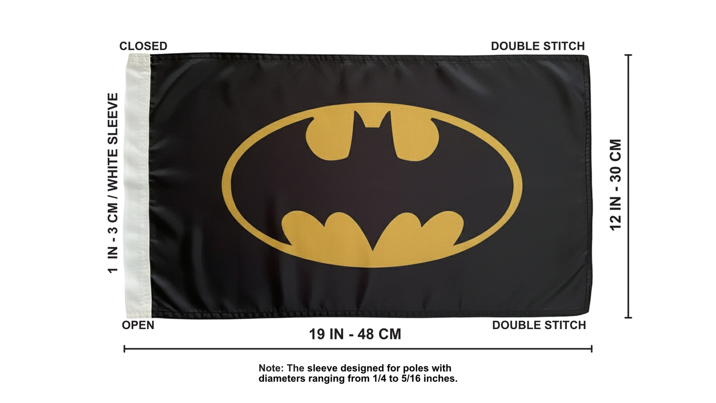 JLP 6 Ft Tall 1/4 In Pole 19x12 In Flag Whip Mudding Mud Sports Batman