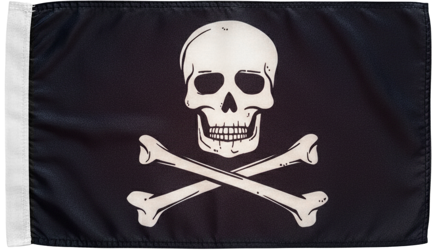 JLP 3.5 Ft Tall 1/4 In pole 19x12 ATV Whip Flag Sand Sports Go Kart Black Pirate