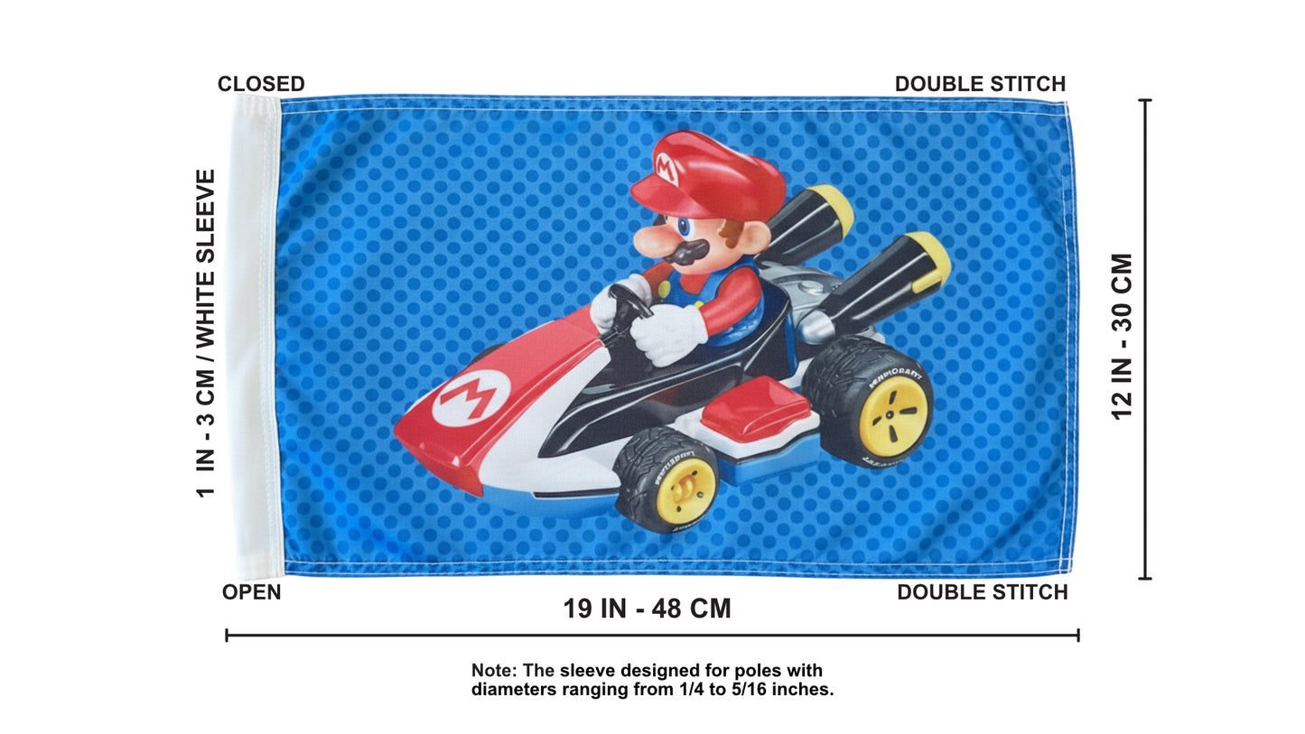 JLP 6 Ft Tall 1/4 In Pole 19x12 In Flag Whip Sand Sports ATV Mario Cart