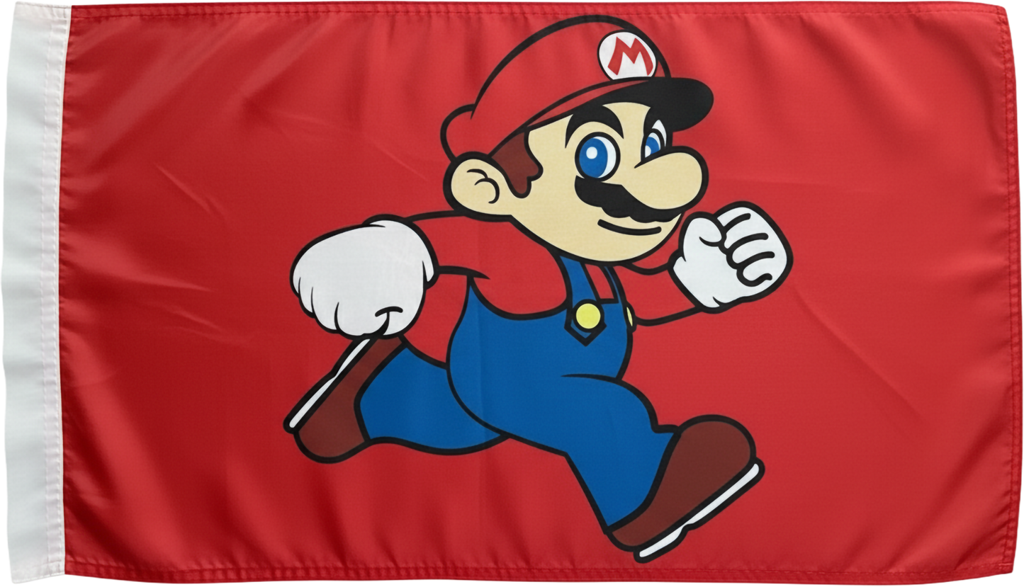 JLP 3.5 Ft Tall 1/4 In Pole 19x12 In Flag Whip ATV Off Road Super Mario