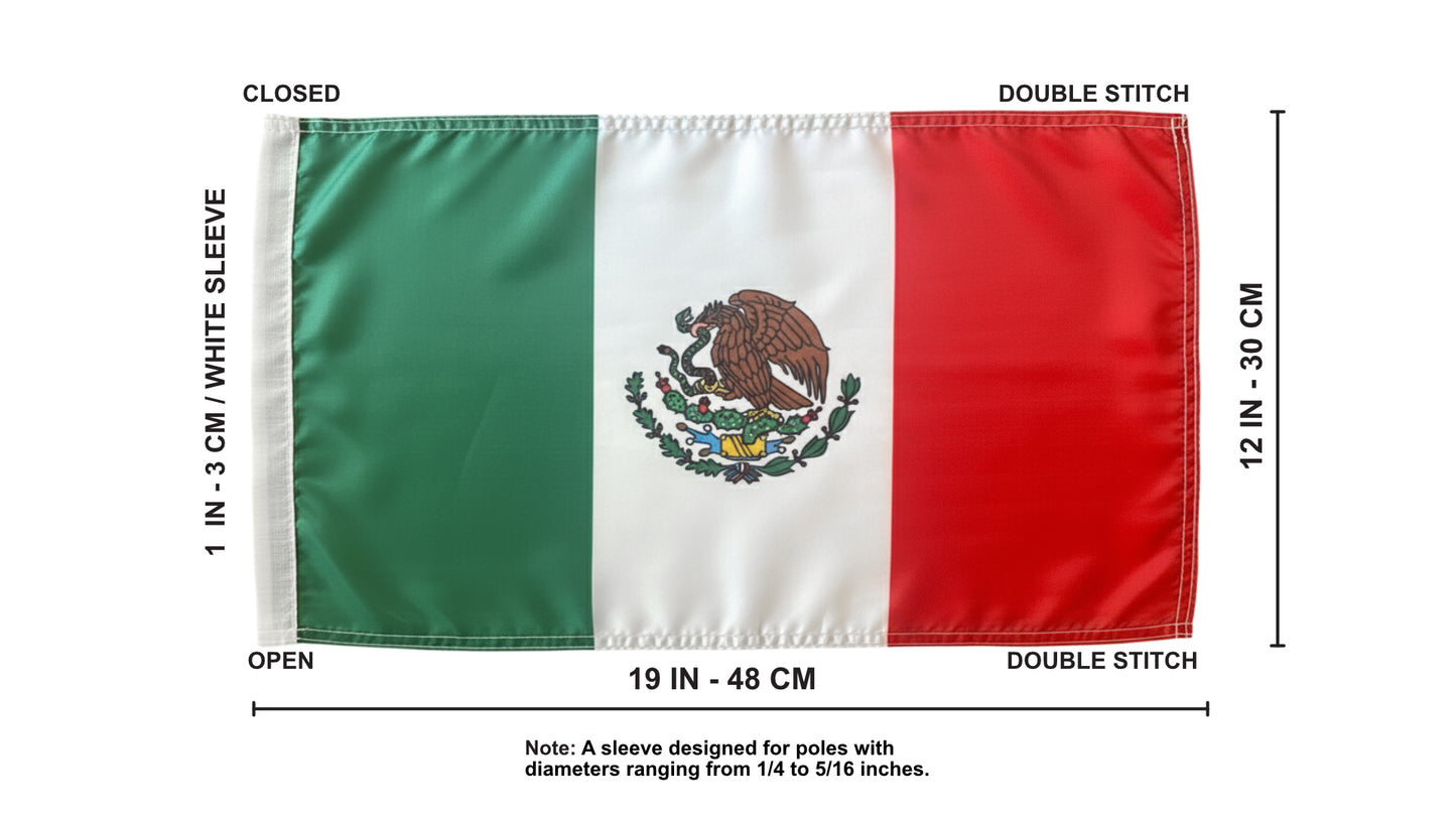 JLP 3.5 Ft Tall 1/4 In pole 19x12 Flag Whip Sand Road Sports Mexico