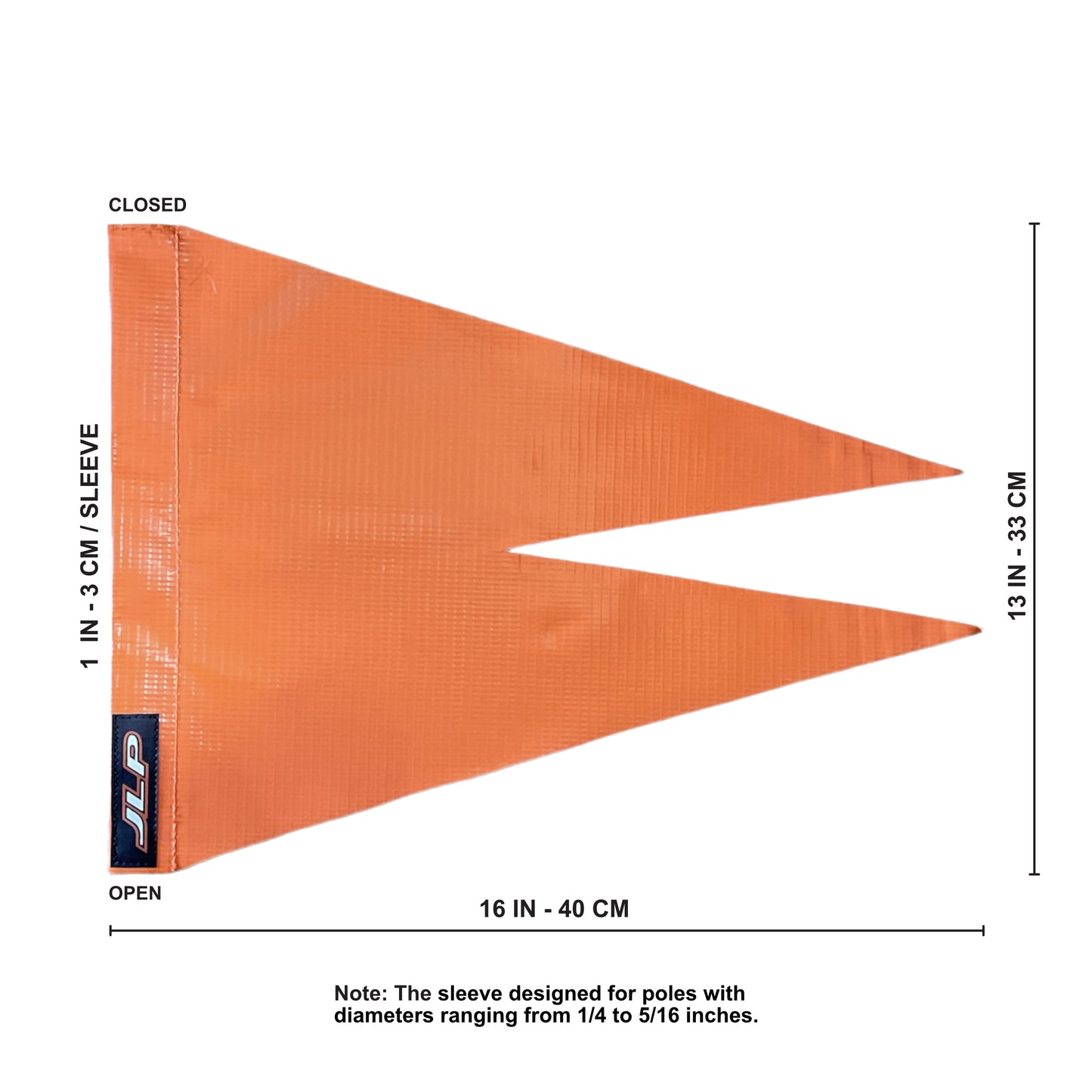 JLP 3.5 Ft Tall 1/4 In Pole 15x13 In Nylon Flag Whip Whip Off Road Mudding Desert Sport Safety Orange