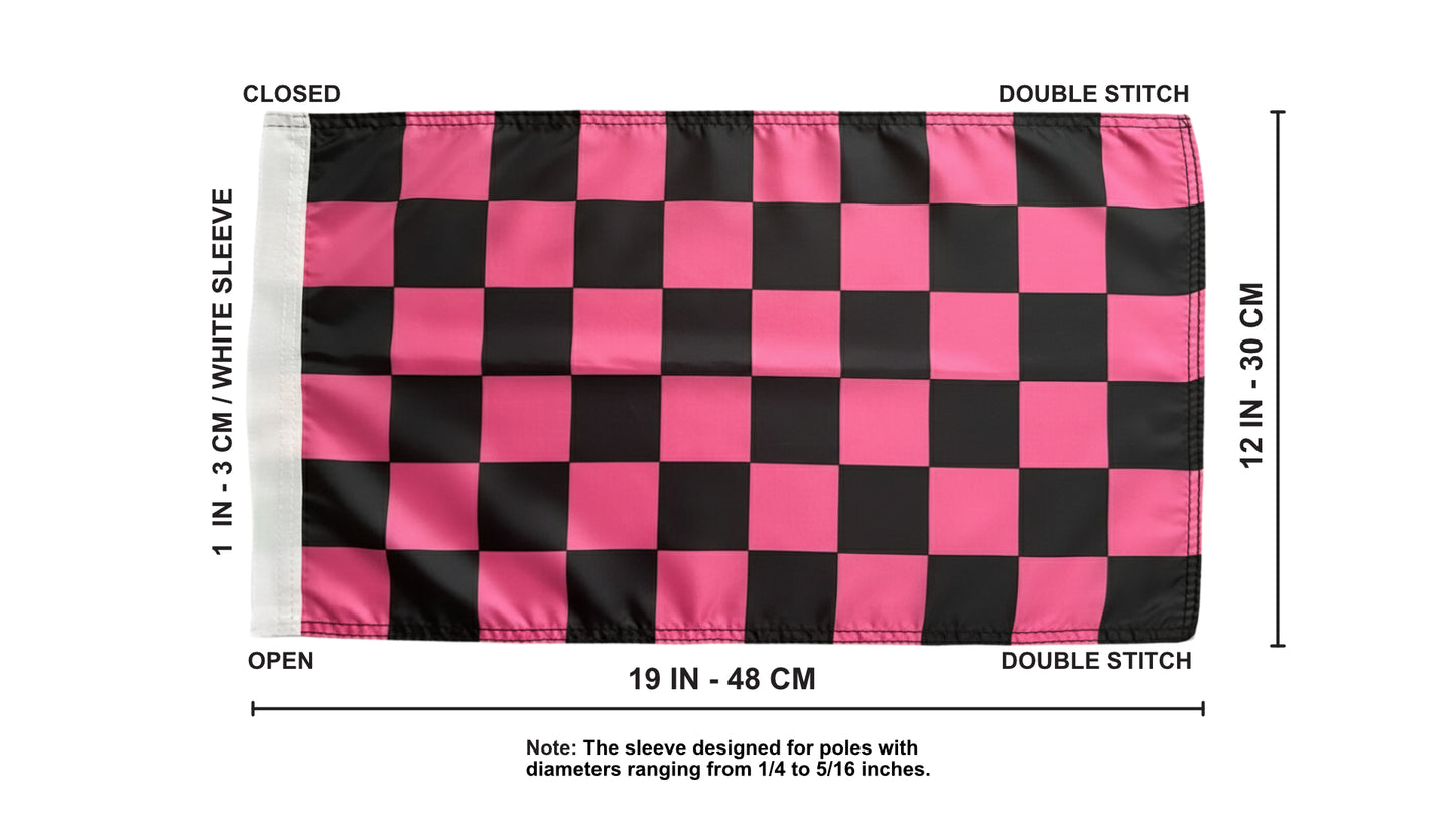 Bandera tipo látigo para vehículos todo terreno Wildcat Rhino Big Red Mule de 3,5 pies, Glamis Can-am Checkers, color rosa