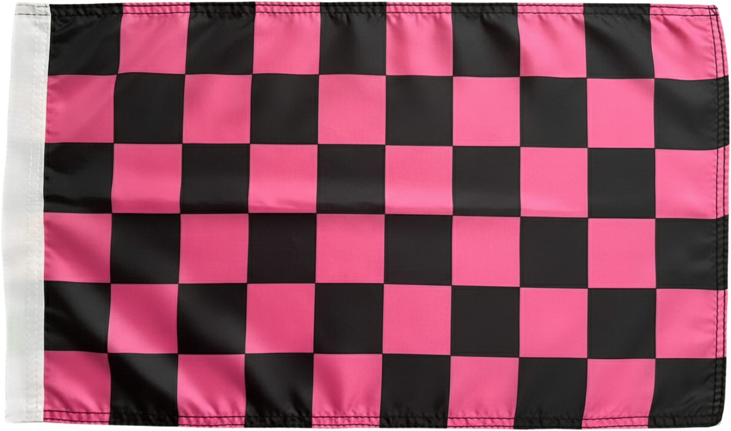 Bandera tipo látigo para vehículos todo terreno Wildcat Rhino Big Red Mule de 3,5 pies, Glamis Can-am Checkers, color rosa