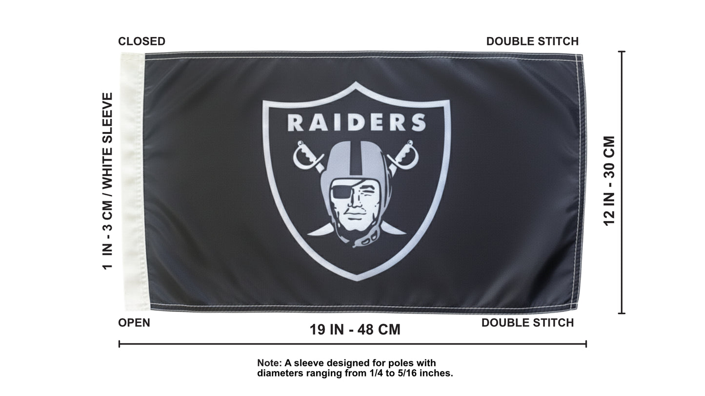 JLP 3.5 Ft tall 1/4 In Pole 19x12 In Flag Whip ATV Desert Off Road Sports Raiders Nation
