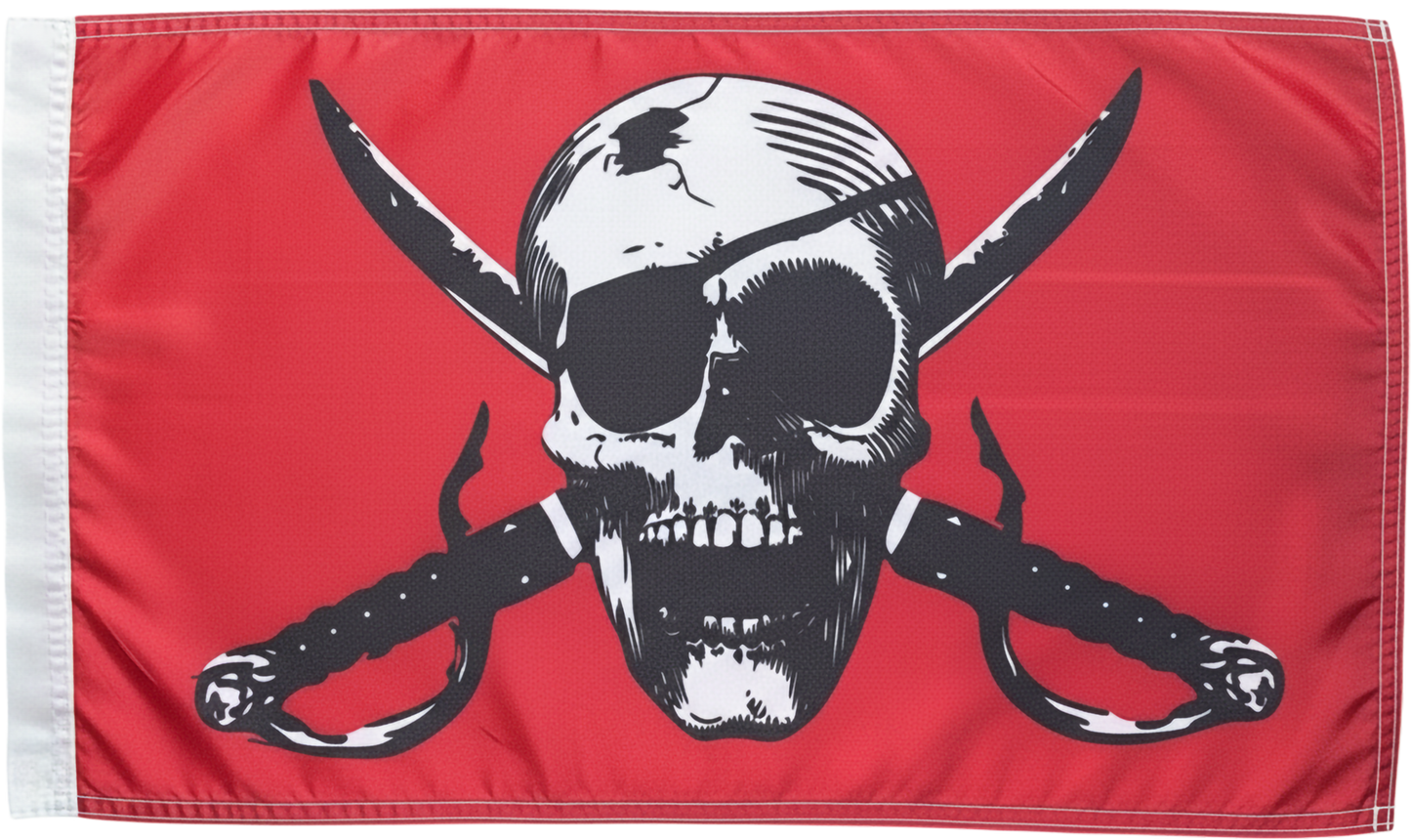 JLP 3.5 Ft Tall 1/4 In Pole 19x12 n Flag Whip ATV Off Road Red Pirate