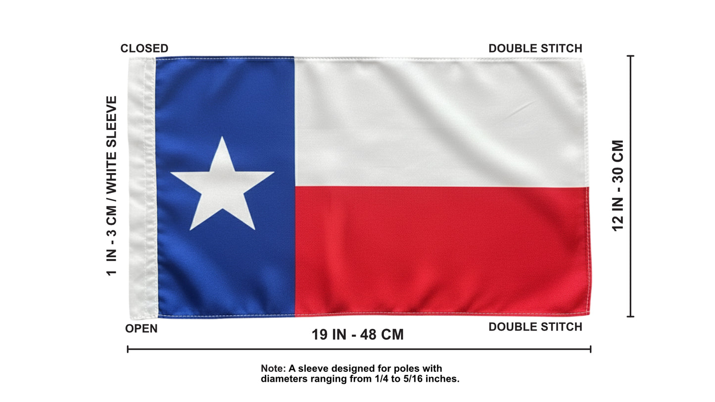 JLP 6 Ft Tall 1/4 In Pole 19x12 In Flag Whip ATV Texas