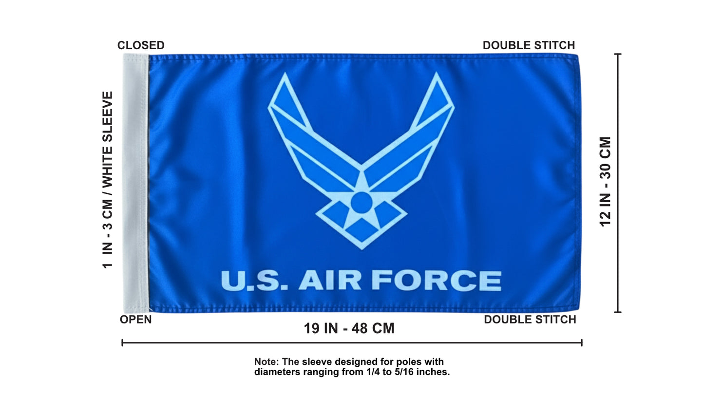 JLP 6 Ft Tall 1/4 In Pole 19x12 In Flag Whip ATV UTV Desert Sports Air Force Corp