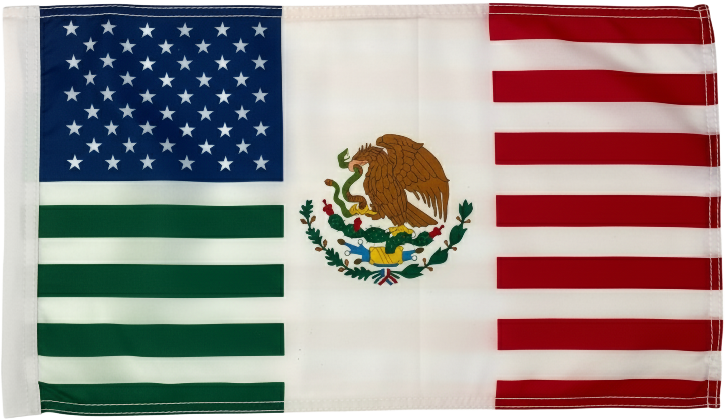 JLP 3.5 Ft Tall 1/4 In Pole USA Mexico Friendship Go Kart Polaris RZR ATV Whip Flag Glamis