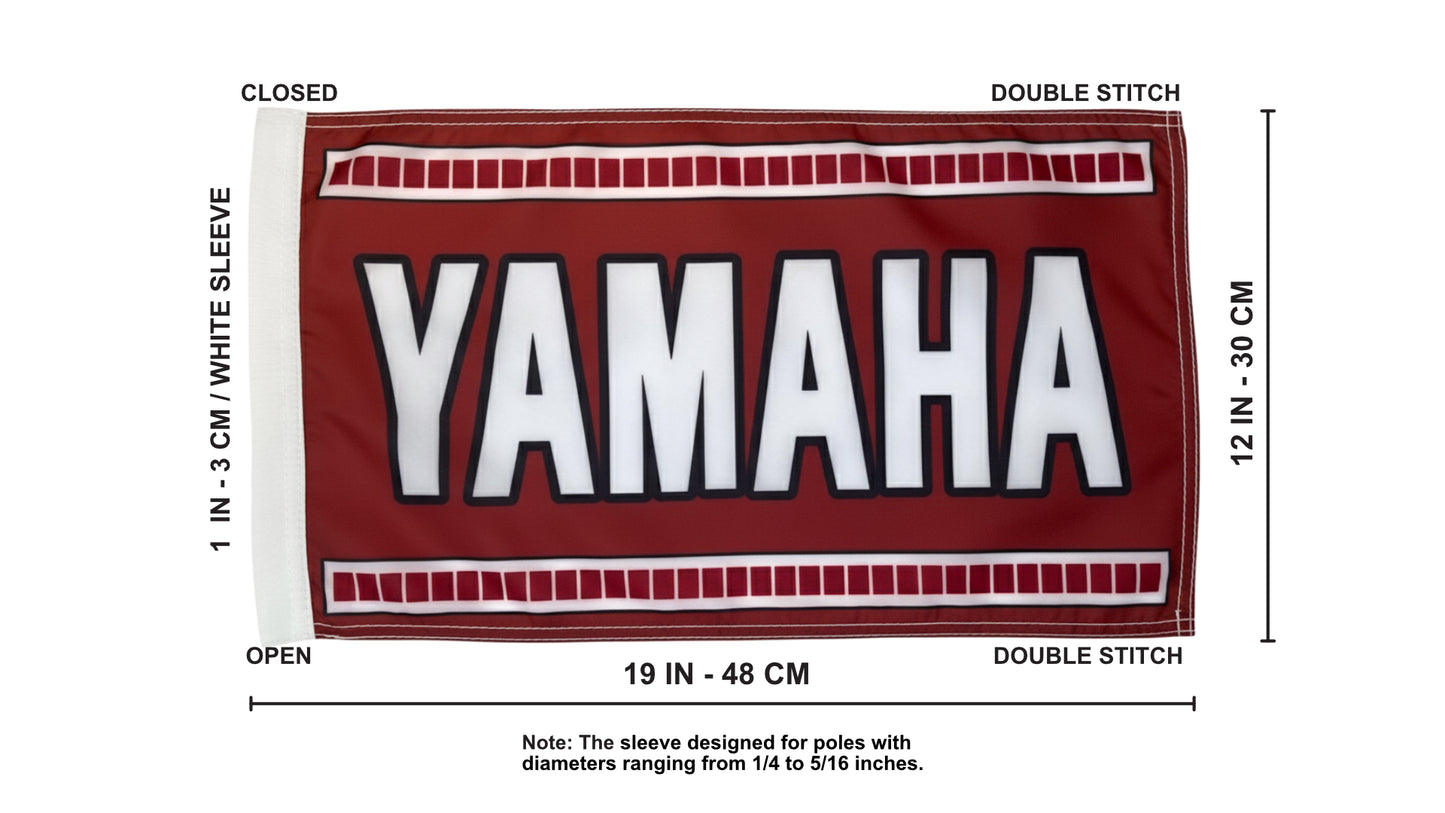 JLP 3.5 Ft Tall 1/4 In Pole 12x19 Yamaha Red Flexible ATV Whip Flag Glamis Dunes