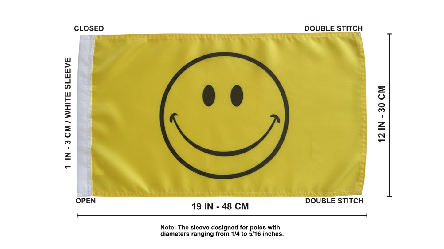 JLP 3.5 Ft TAll 1/4 In Pole 19x12 In Flag Whip Yellow Smile