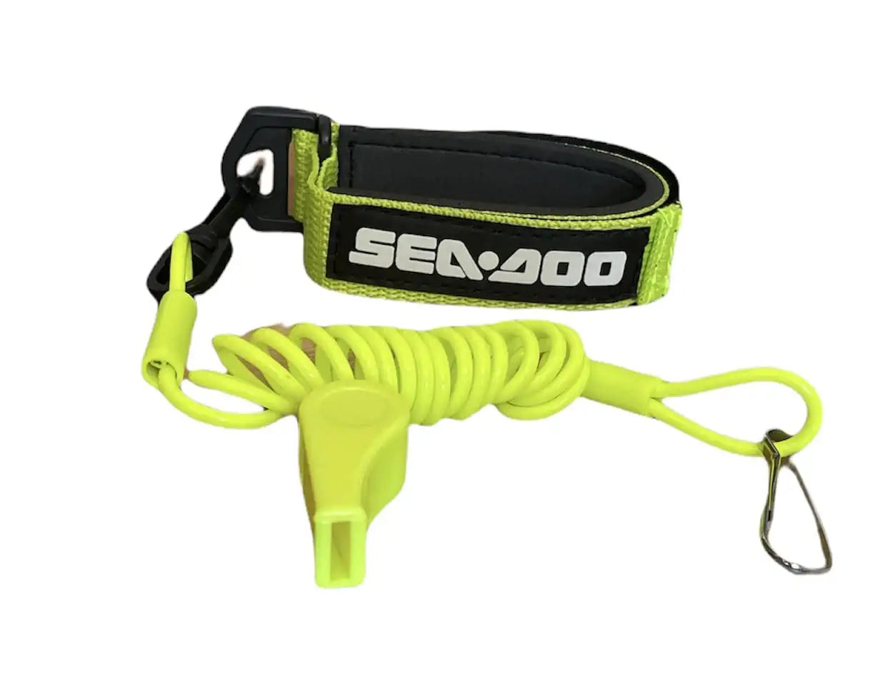 SEADOO DESS Key Replacement Repair Safety Lanyard Tether Cord With Whistle SEA DOO SEA-DOO Neon Yellow