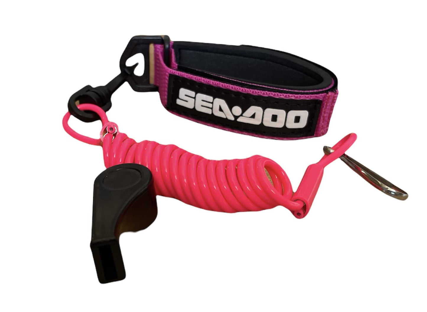 SEADOO DESS Key Replacement Repair Safety Lanyard Tether Cord With Whistle SEA DOO SEA-DOO Neon Pink