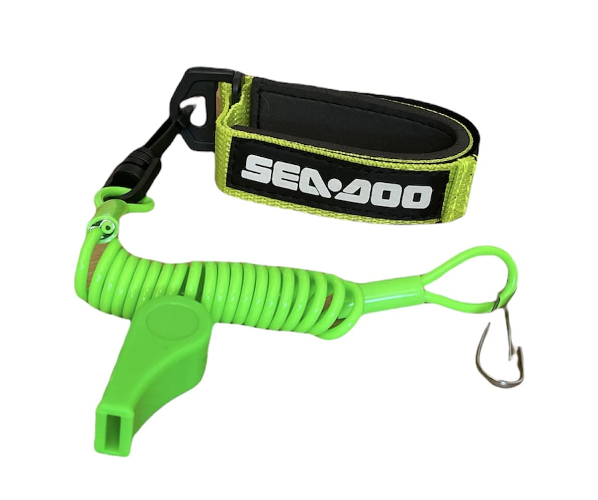 SEADOO DESS Key Replacement Repair Safety Lanyard Tether Cord With Whistle SEA DOO SEA-DOO Neon Green