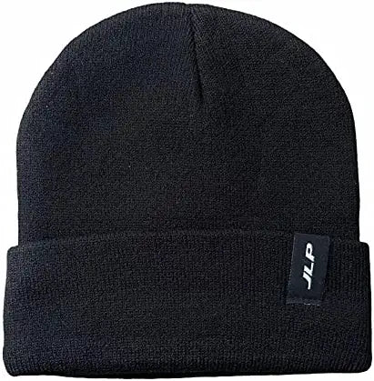 Solid JLP Beanie Hat Ski Cap Skull Knit Cuff Warm Slouchy Unisex Black