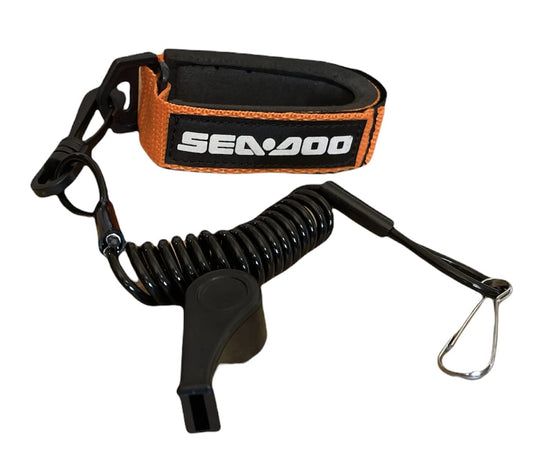 SEADOO DESS Key Replacement Repair Safety Lanyard Tether Cord With Whistle SEA DOO SEA-DOO Orange