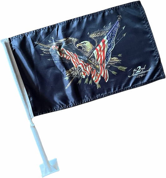 CAR DEALER SUPPLIES Car Window Clip On Flags Sale USA America Merica 2nd Ammendment