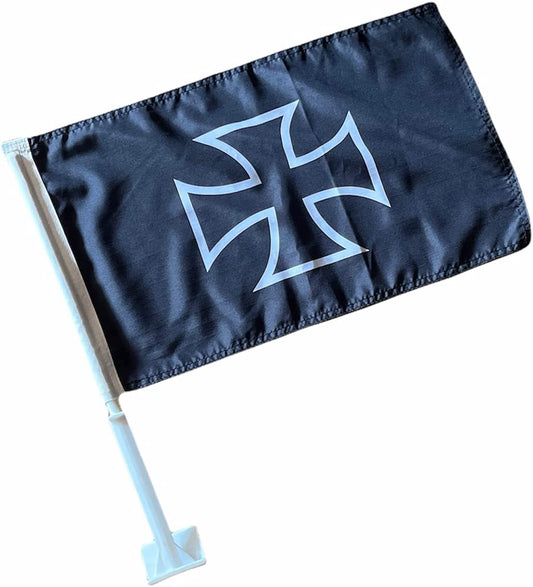 Bandera con clip para ventanilla de coche y cruz de hierro