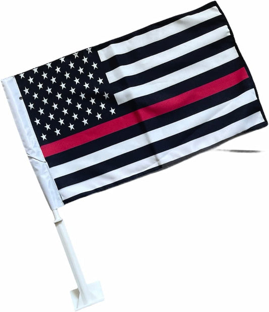 Bandera con clip para ventana de Ford F150, F250, F350, Ranger, Bronco, línea roja, bombero