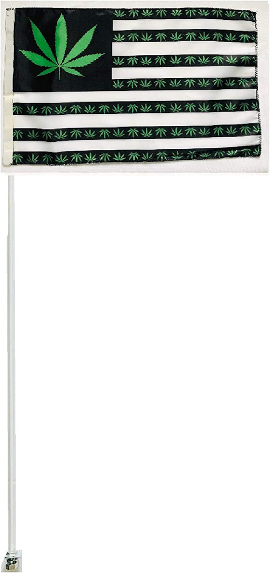 JLP Silverado Sierra Raptor Tacoma Flexible 3.5' ATV Whip Flag Marijuana Leaves American