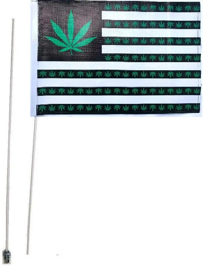 Bandera resistente de 2 piezas con hojas de marihuana y látigo de 7 pies de JLP Can Am Maverick X3 Polaris YXZ1000